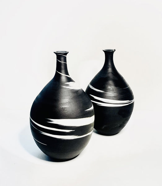 vase porcelaine noir &blanc mélangé