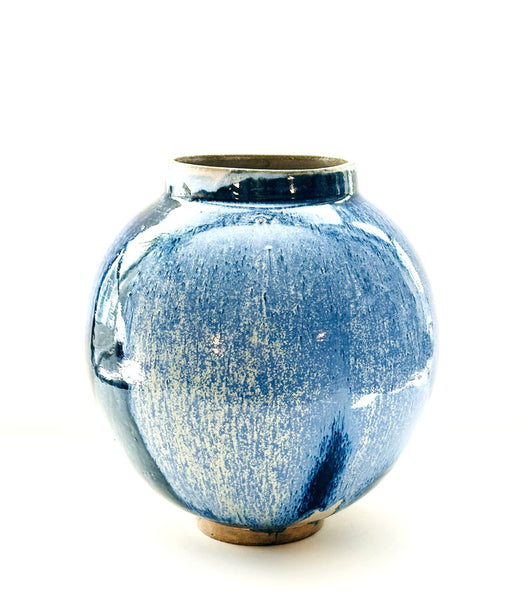 moon jar bleu texture coulures effets émail