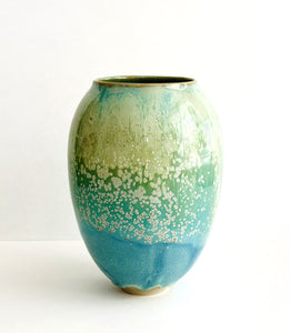 vase bleu turquoise effets coulures texture