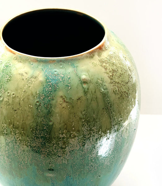 vase bleu turquoise effets coulures texture