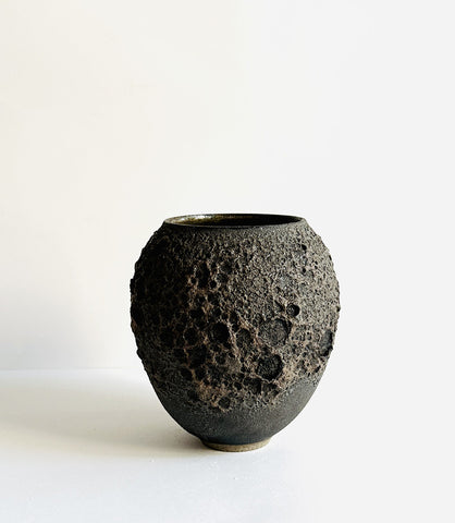 vase, magma, noir, gres noir, effets, texture 