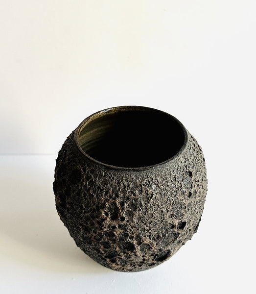 vase, magma, noir, gres noir, effets, texture 