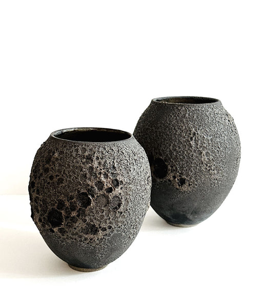 vase, magma, noir, gres noir, effets, texture 