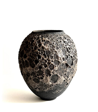 magma, vase, grès noir, décoration, effets, texture