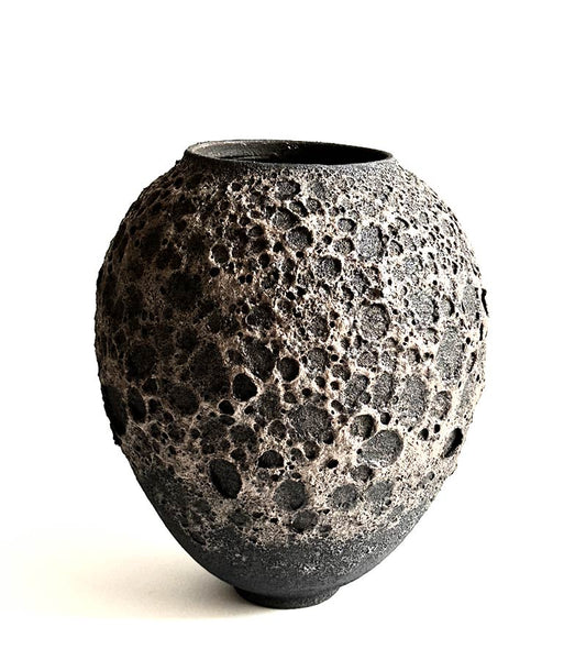 magma, vase, grès noir, décoration, effets, texture