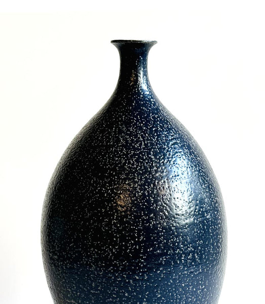 vase bouteille bleu nuit textures effets handmade soliflore