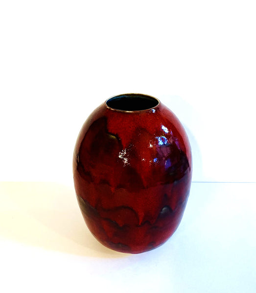 vase, rouge sang, effets, brillance, gres, fait main